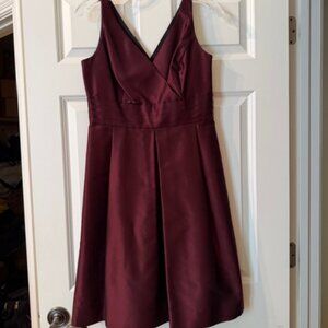 Ann Taylor Silk Burgundy Fit & Flare Sleeveless Cocktail Dress size 6 Petite